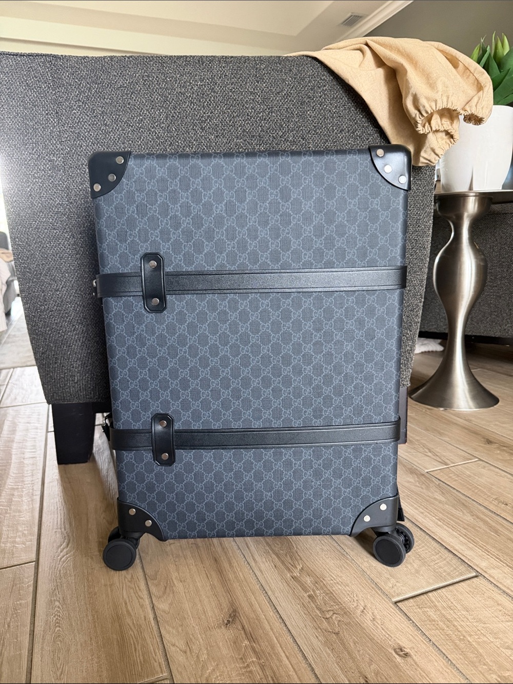 Gucci Navy Blue GG Monogram Rolling Carry-On